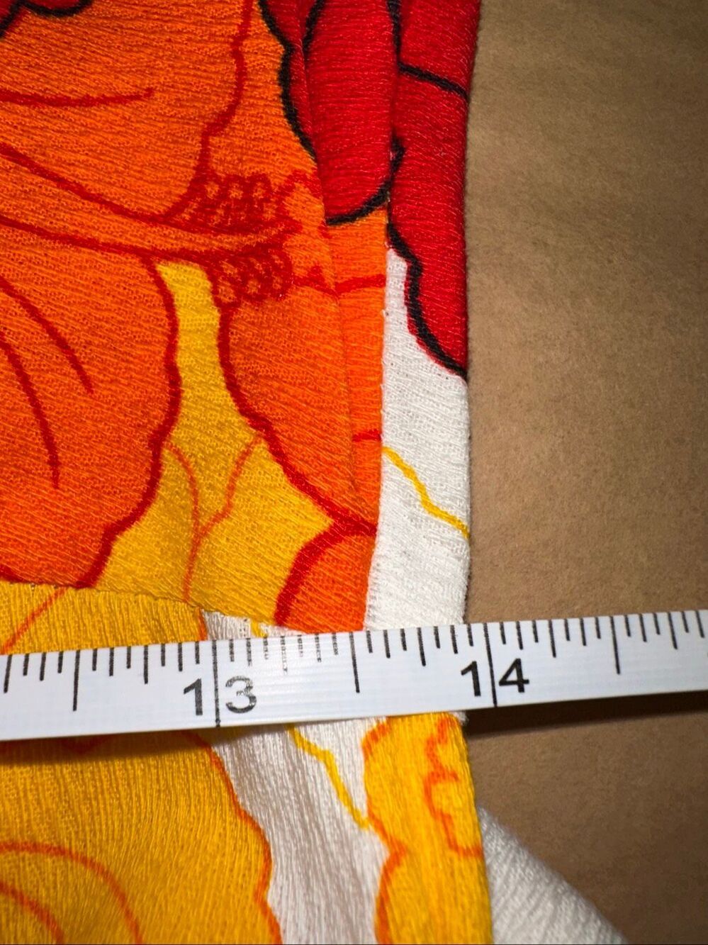 Ui-Maikai Hawaiian Maxi Dress Tropical Floral Orange Red White 100% Cotton Vinta - Picture 6 of 8